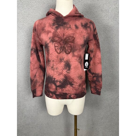 Volcom Tie-Dye Women's Butterfly Hotlapper Fleece Lined Hoodie XS Pink Salt NWTs - Picture 2 of 8